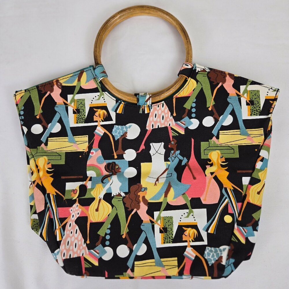 Vintage Neiman Marcus Shopping Bag Tote Retro Diva Print Colorful Artsy Funky
